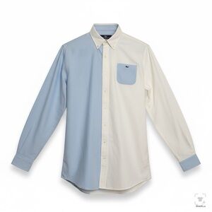 Vineyard Vines Whale Shirt XL Woven Cotton Blue White Colorblock Long Sleeve